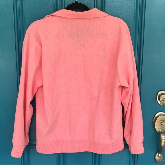 Vintage BonWorth salmon Pink blue flowers Embroidered size petite small - Picture 2 of 6